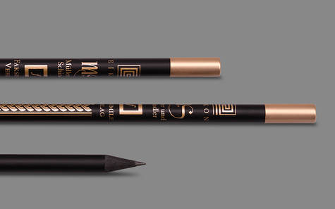 Magnet-Bleistift mit goldenem Druck und goldener Kappe