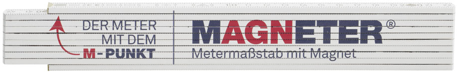 Wooden folding rule with red and black imprint