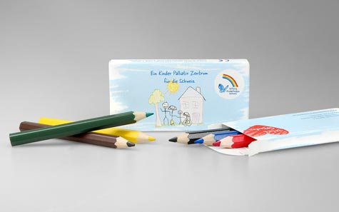 lacquered short colored pencils, with all-round imprinted etui