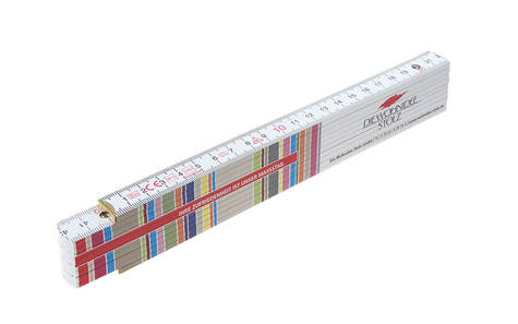 white folding rule with large imprint