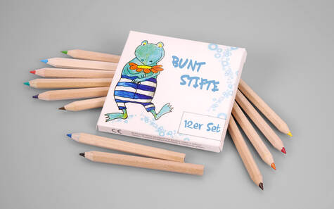 12 pieces colored pencil set, short and hexagonal